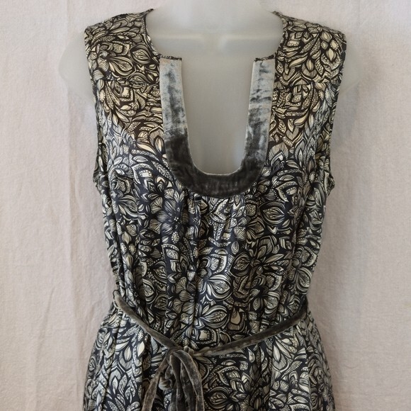 Beth Bowley Floral Print 100% Silk Shift Velvet Tie Waist Dress 10 - Picture 3 of 12